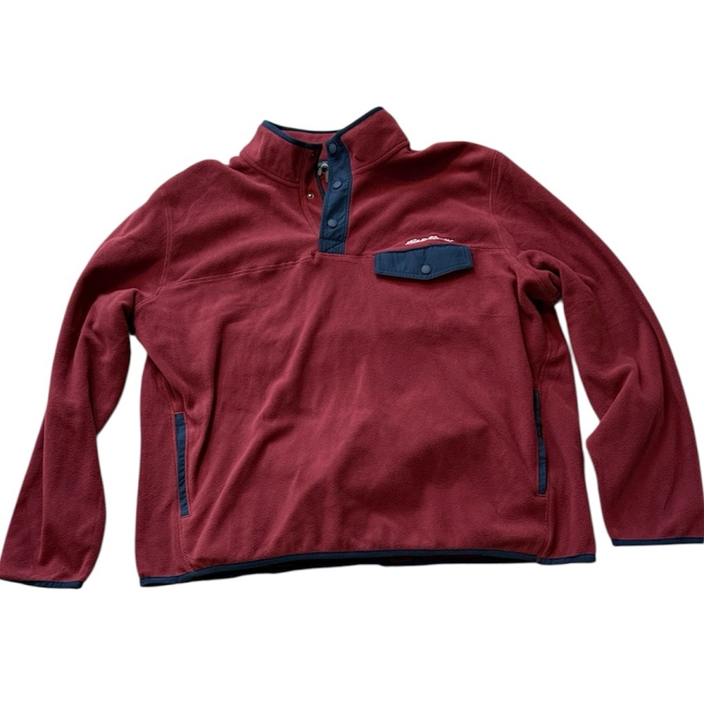 Eddie Bauer Burgundy Half Zip Sweater Pullover Convector Fleece XXL NWT